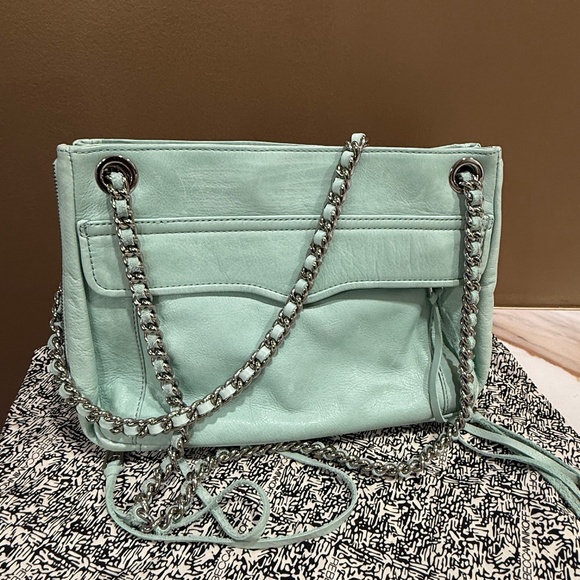 Rebecca Minkoff Mint Swing shoulder bag with silver trim, expandable side zipper - Picture 1 of 8
